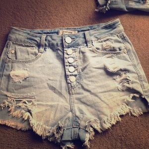 High waisted denim shorts